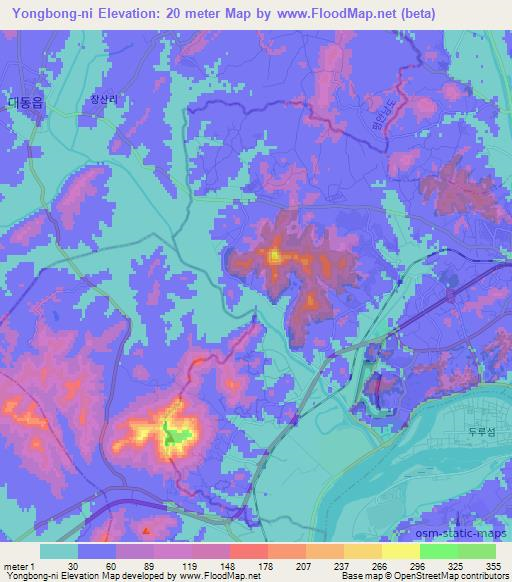 Yongbong-ni,North Korea Elevation Map