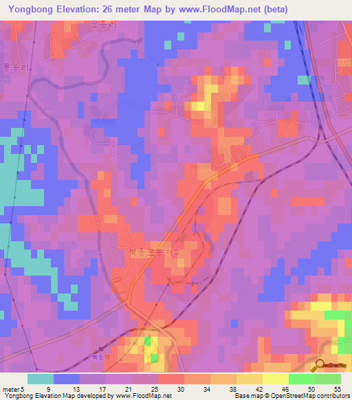 Yongbong,North Korea Elevation Map
