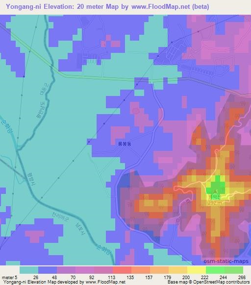 Yongang-ni,North Korea Elevation Map