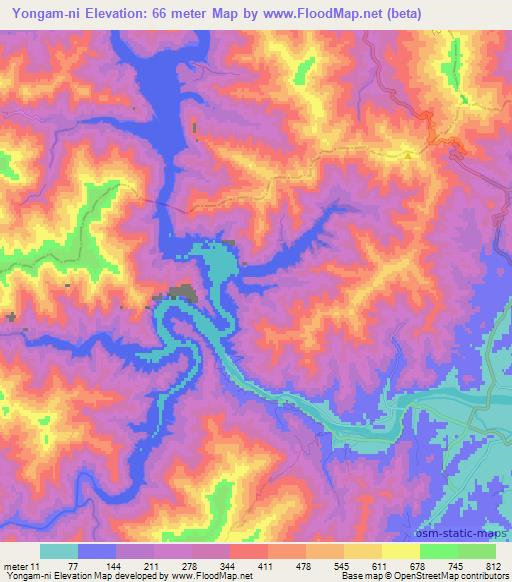 Yongam-ni,North Korea Elevation Map