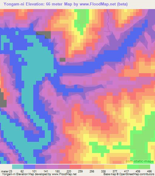 Yongam-ni,North Korea Elevation Map