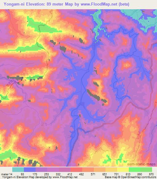 Yongam-ni,North Korea Elevation Map