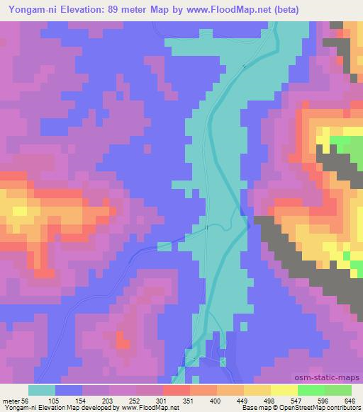 Yongam-ni,North Korea Elevation Map