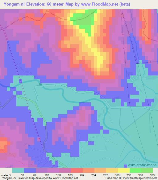 Yongam-ni,North Korea Elevation Map