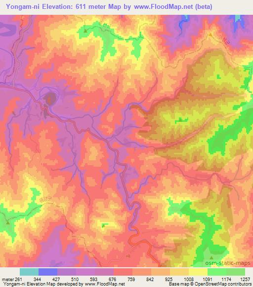 Yongam-ni,North Korea Elevation Map