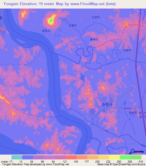 Yongam,North Korea Elevation Map