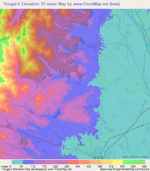 Yongal-li,North Korea Elevation Map