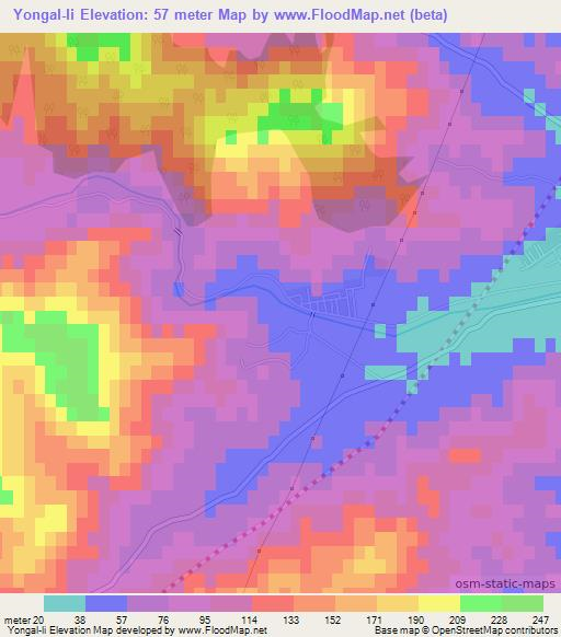 Yongal-li,North Korea Elevation Map