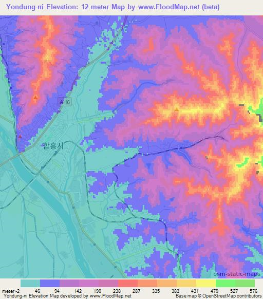 Yondung-ni,North Korea Elevation Map