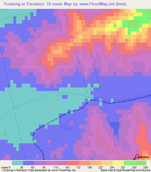 Yondung-ni,North Korea Elevation Map