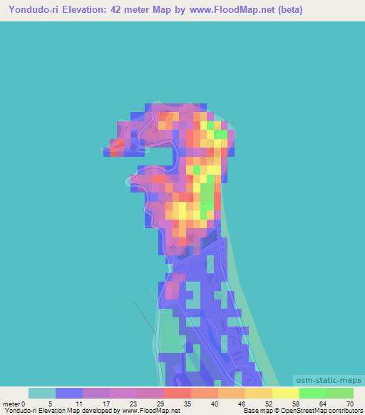 Yondudo-ri,North Korea Elevation Map