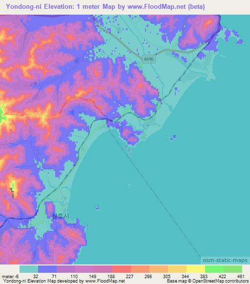 Yondong-ni,North Korea Elevation Map