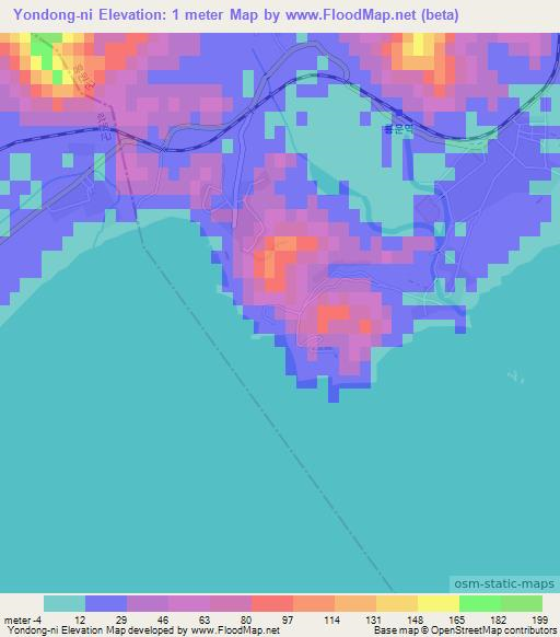 Yondong-ni,North Korea Elevation Map