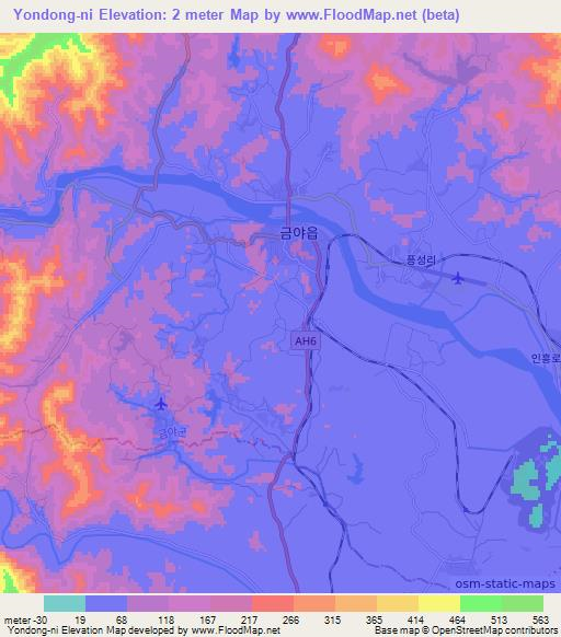 Yondong-ni,North Korea Elevation Map