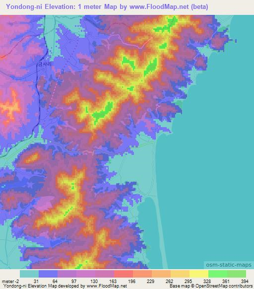 Yondong-ni,North Korea Elevation Map