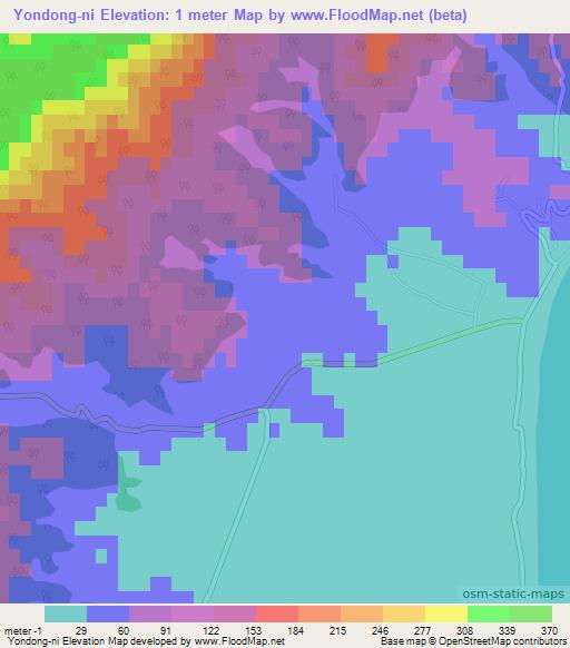 Yondong-ni,North Korea Elevation Map