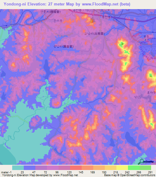 Yondong-ni,North Korea Elevation Map