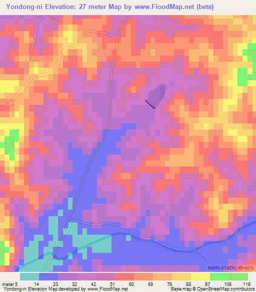 Yondong-ni,North Korea Elevation Map