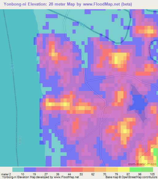 Yonbong-ni,North Korea Elevation Map