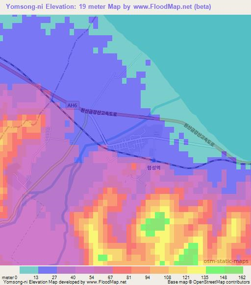 Yomsong-ni,North Korea Elevation Map
