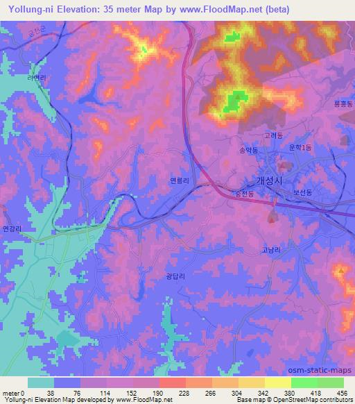 Yollung-ni,North Korea Elevation Map