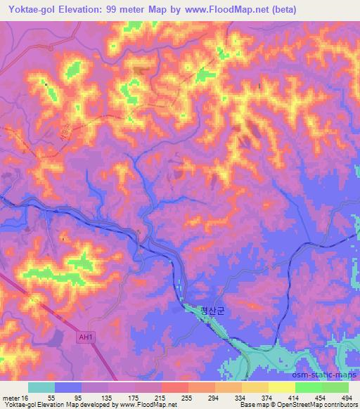 Yoktae-gol,North Korea Elevation Map