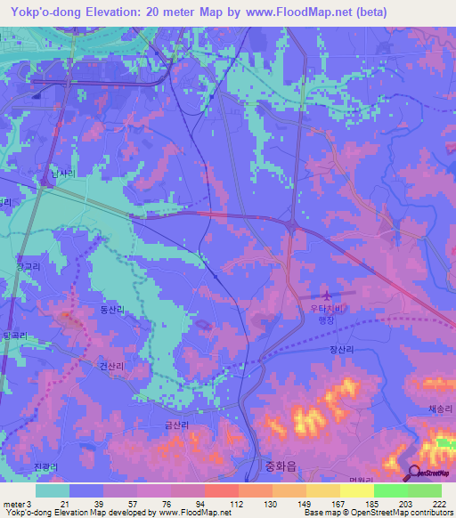 Yokp'o-dong,North Korea Elevation Map