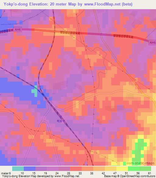 Yokp'o-dong,North Korea Elevation Map