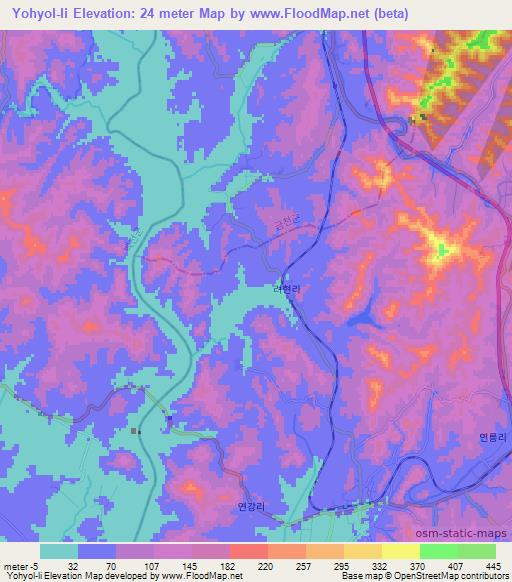 Yohyol-li,North Korea Elevation Map