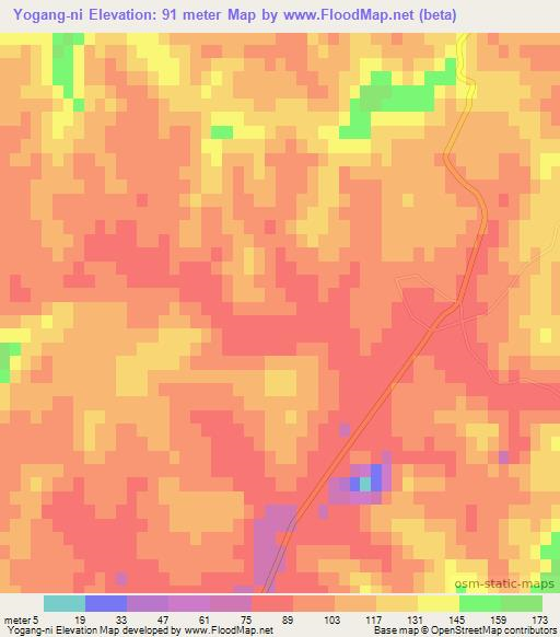 Yogang-ni,North Korea Elevation Map