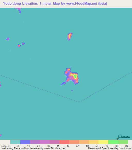 Yodo-dong,North Korea Elevation Map