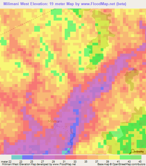 Milimani West,Kenya Elevation Map