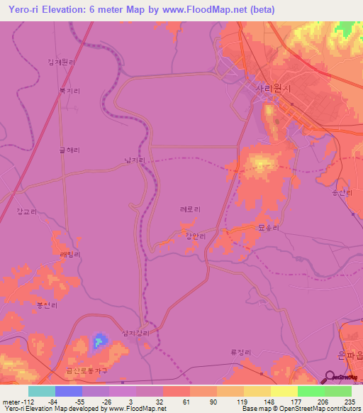 Yero-ri,North Korea Elevation Map