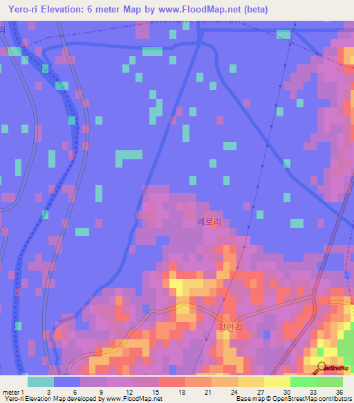 Yero-ri,North Korea Elevation Map