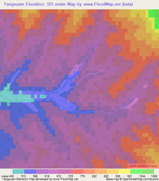 Yangsuam,North Korea Elevation Map