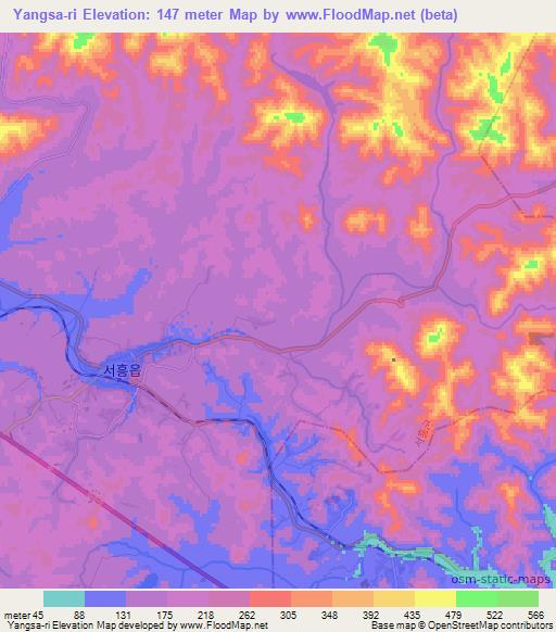 Yangsa-ri,North Korea Elevation Map