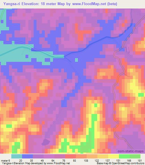 Yangsa-ri,North Korea Elevation Map
