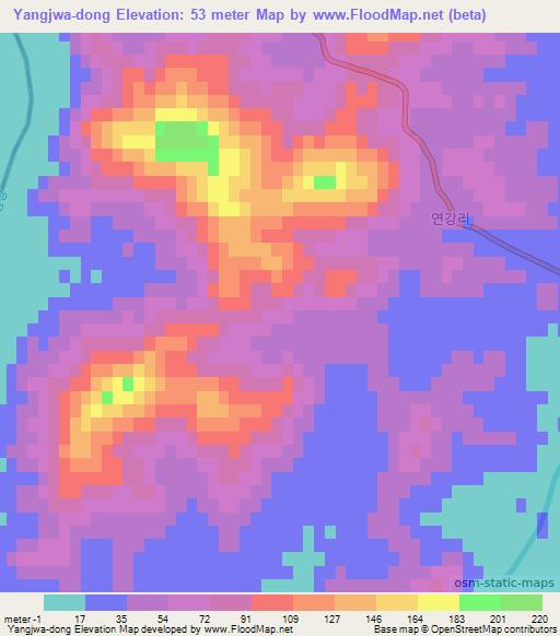 Yangjwa-dong,North Korea Elevation Map