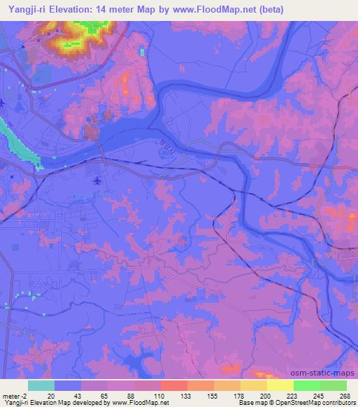 Yangji-ri,North Korea Elevation Map