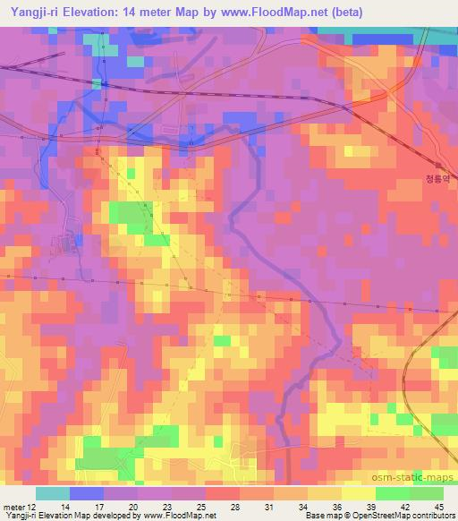 Yangji-ri,North Korea Elevation Map
