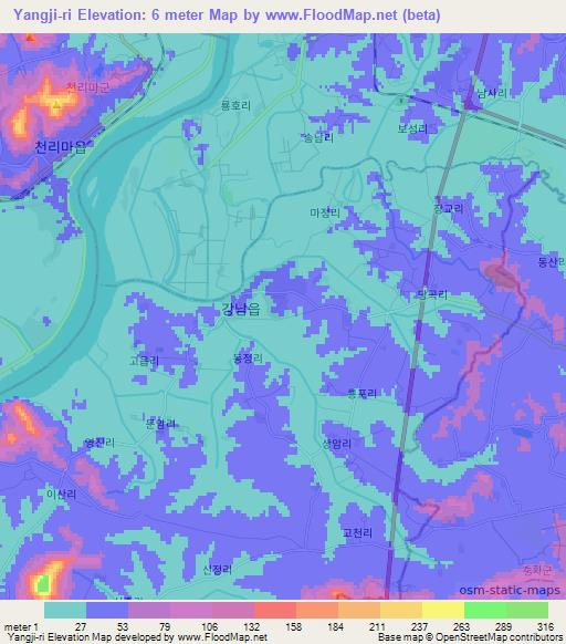 Yangji-ri,North Korea Elevation Map