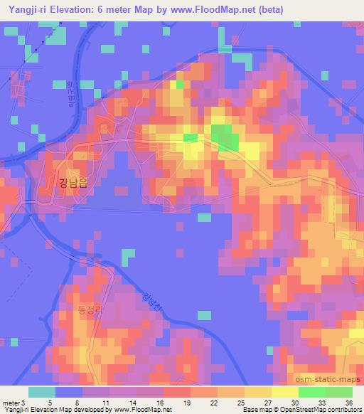 Yangji-ri,North Korea Elevation Map