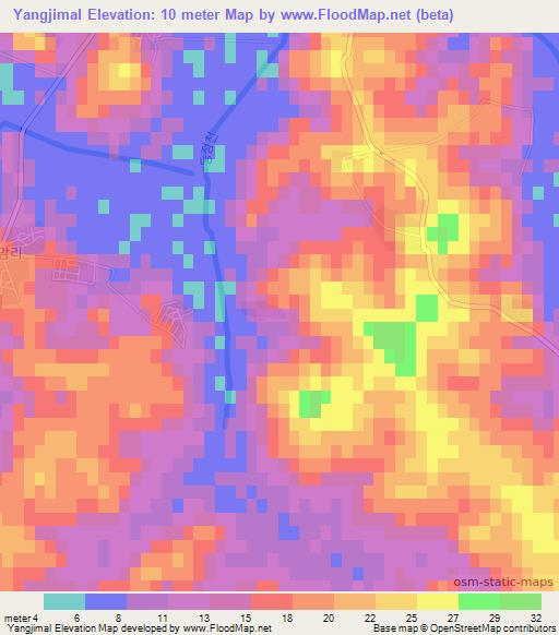 Yangjimal,North Korea Elevation Map