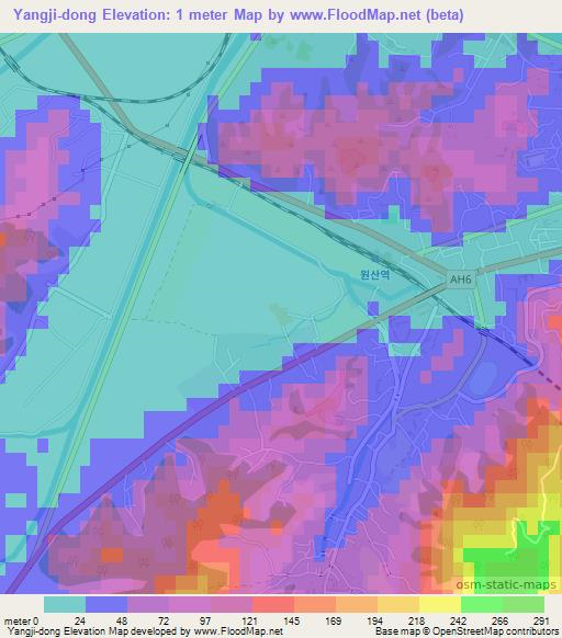 Yangji-dong,North Korea Elevation Map