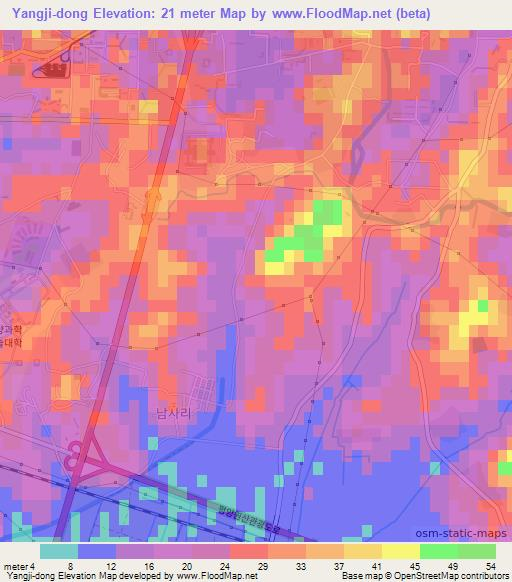 Yangji-dong,North Korea Elevation Map