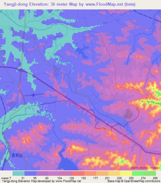 Yangji-dong,North Korea Elevation Map