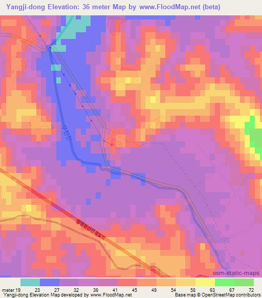 Yangji-dong,North Korea Elevation Map
