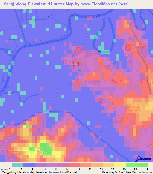 Yangji-dong,North Korea Elevation Map