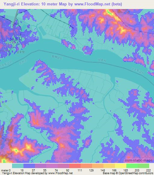 Yangji-ri,North Korea Elevation Map