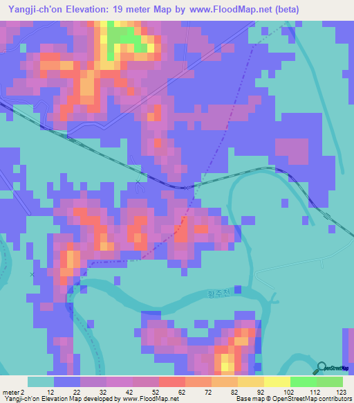 Yangji-ch'on,North Korea Elevation Map